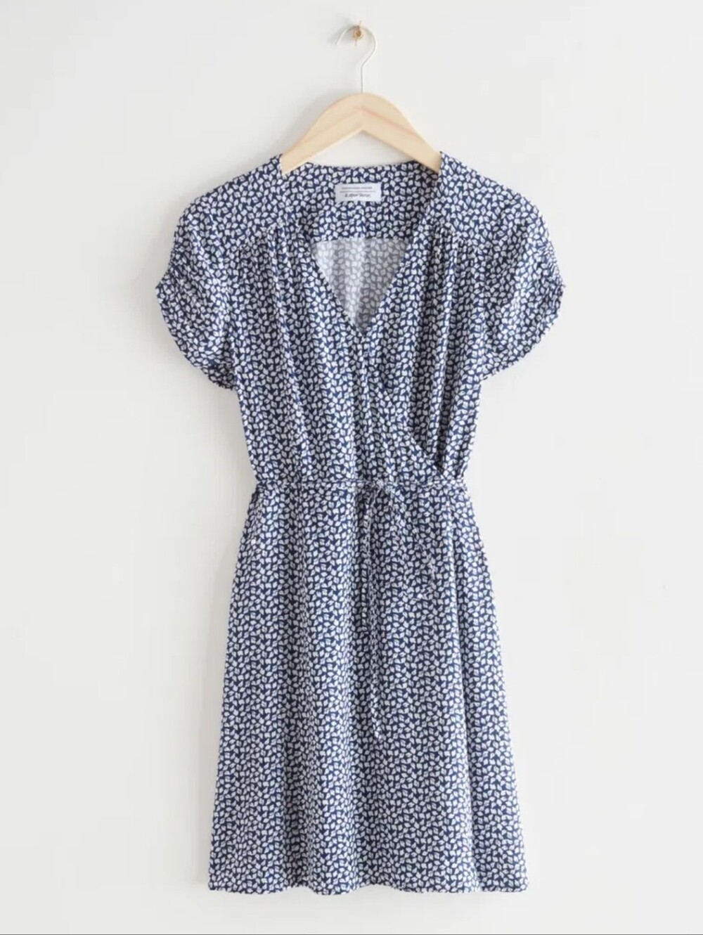 & Other Stories Navy and White Floral Print Dress